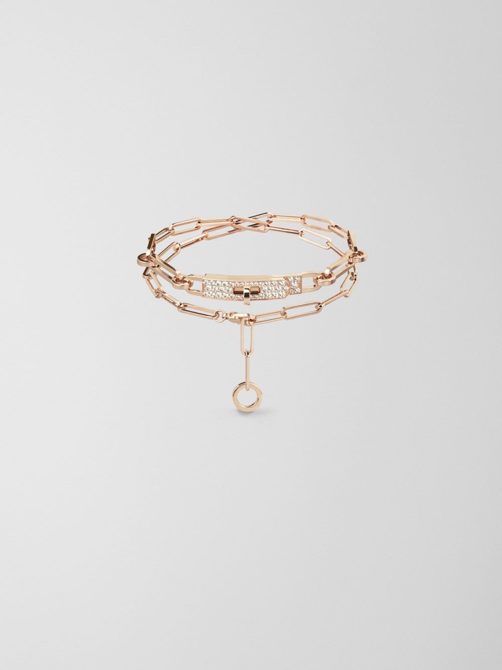 Kelly Chaine玫瑰金雙圈手鍊（約HK$89,500）