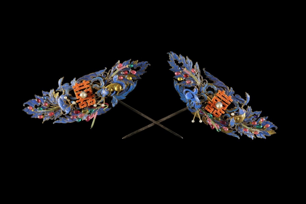 松鼠葡萄雙喜紋頭花,清 光緒(1875 – 1908),展廳1 © 故宮博物院