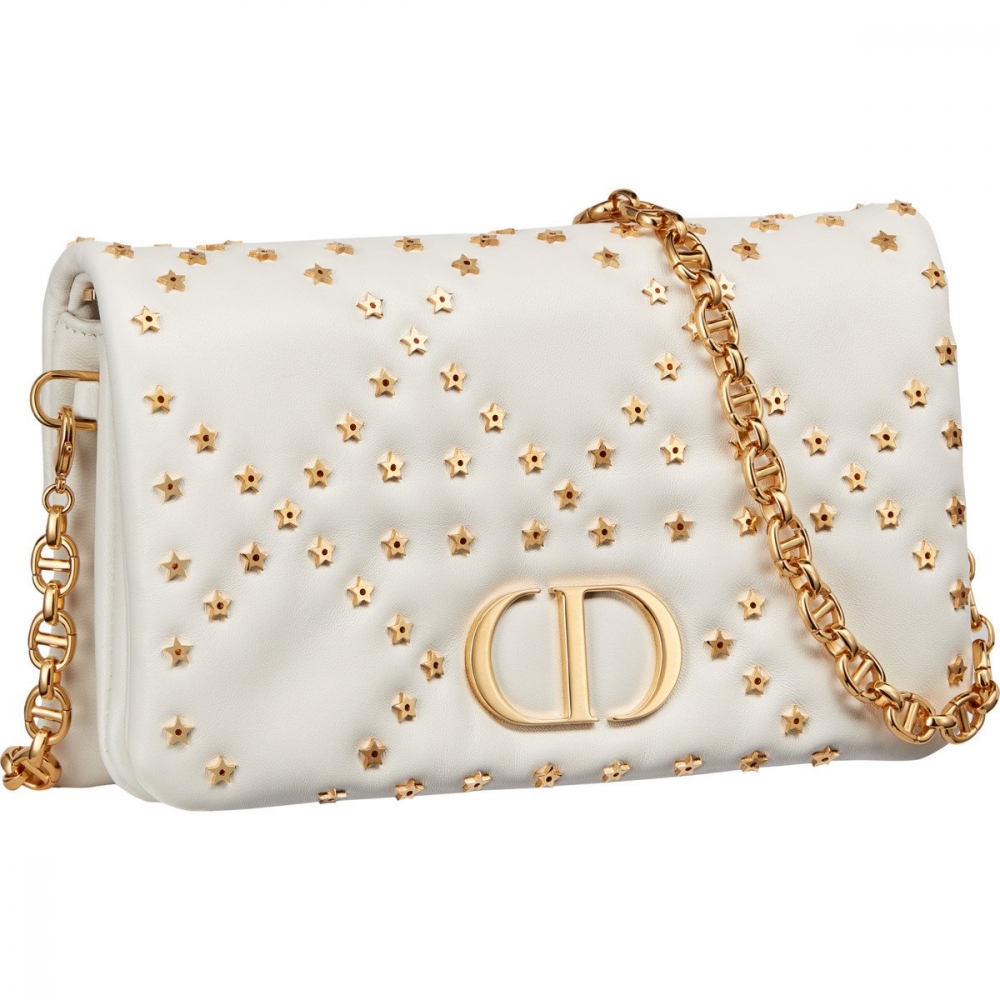 Dior Caro Wallet on Chain-White