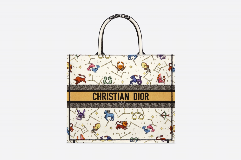 Large Dior Book Tote-Ecru