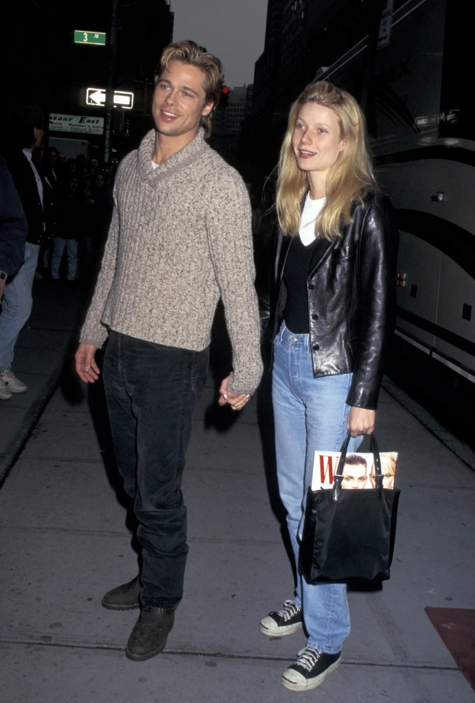 1996年Gwyneth Paltrow與Brad Pitt亮相於紐約市。