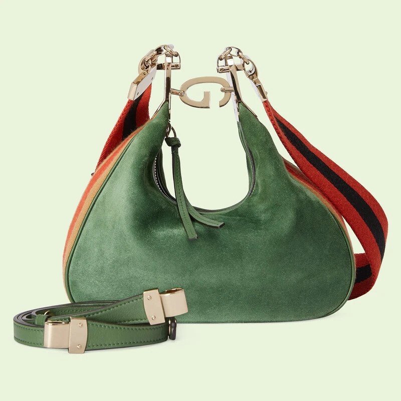 Gucci Attache Small Shoulder Bag-Green Suede