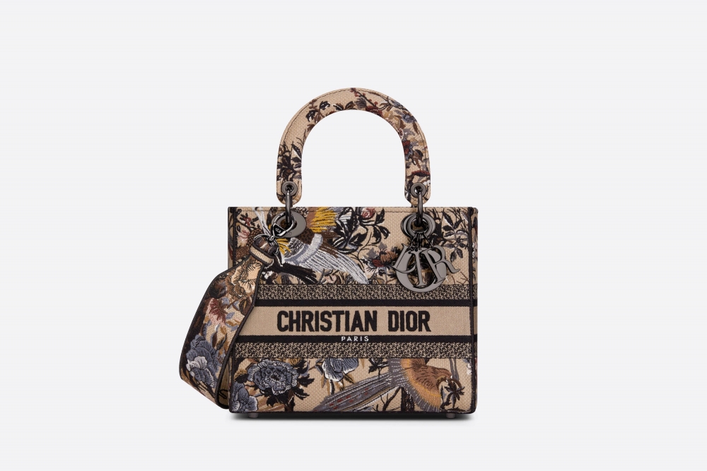 Medium Lady D-Lite Bag-棕色。