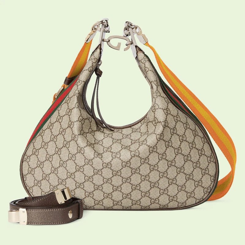 Gucci Attache Large Shoulder Bag-Beige and Ebony GG Supreme Canvas