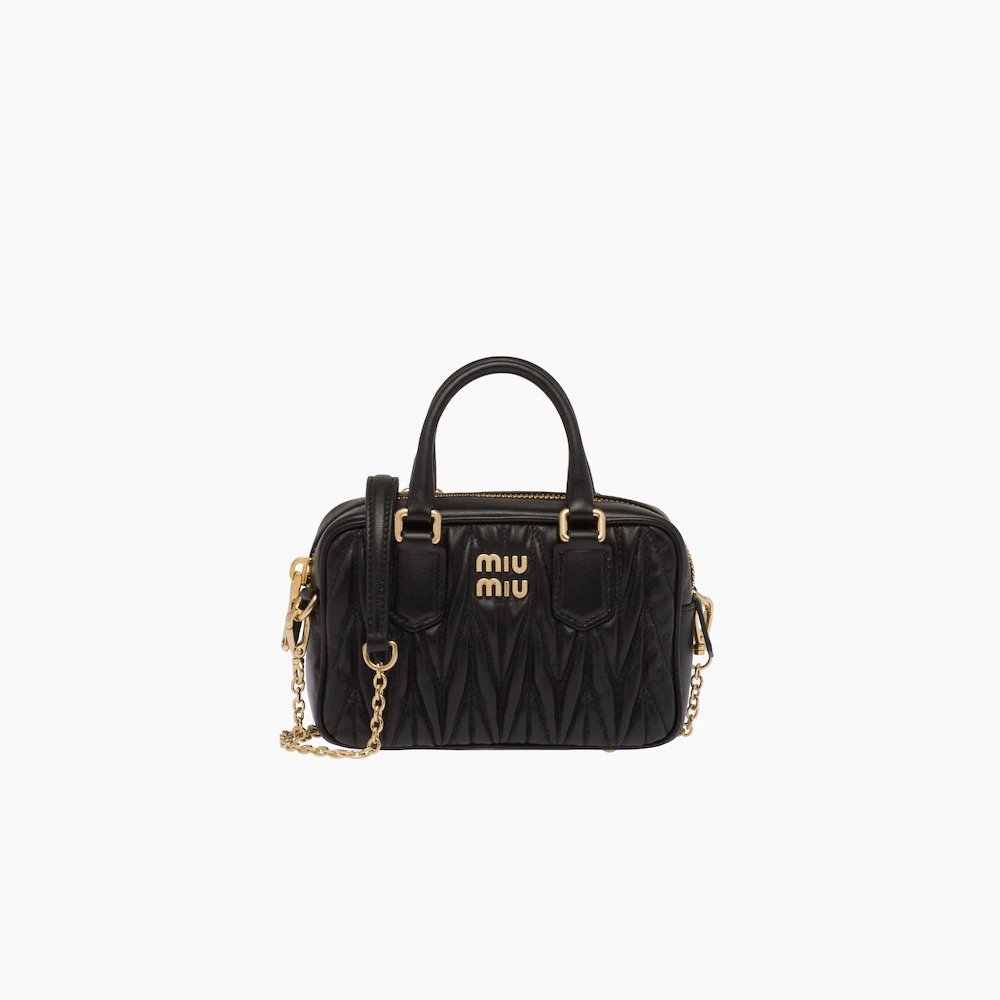Matelassé Nappa Leather Top-Handle Mini-Bag-Black