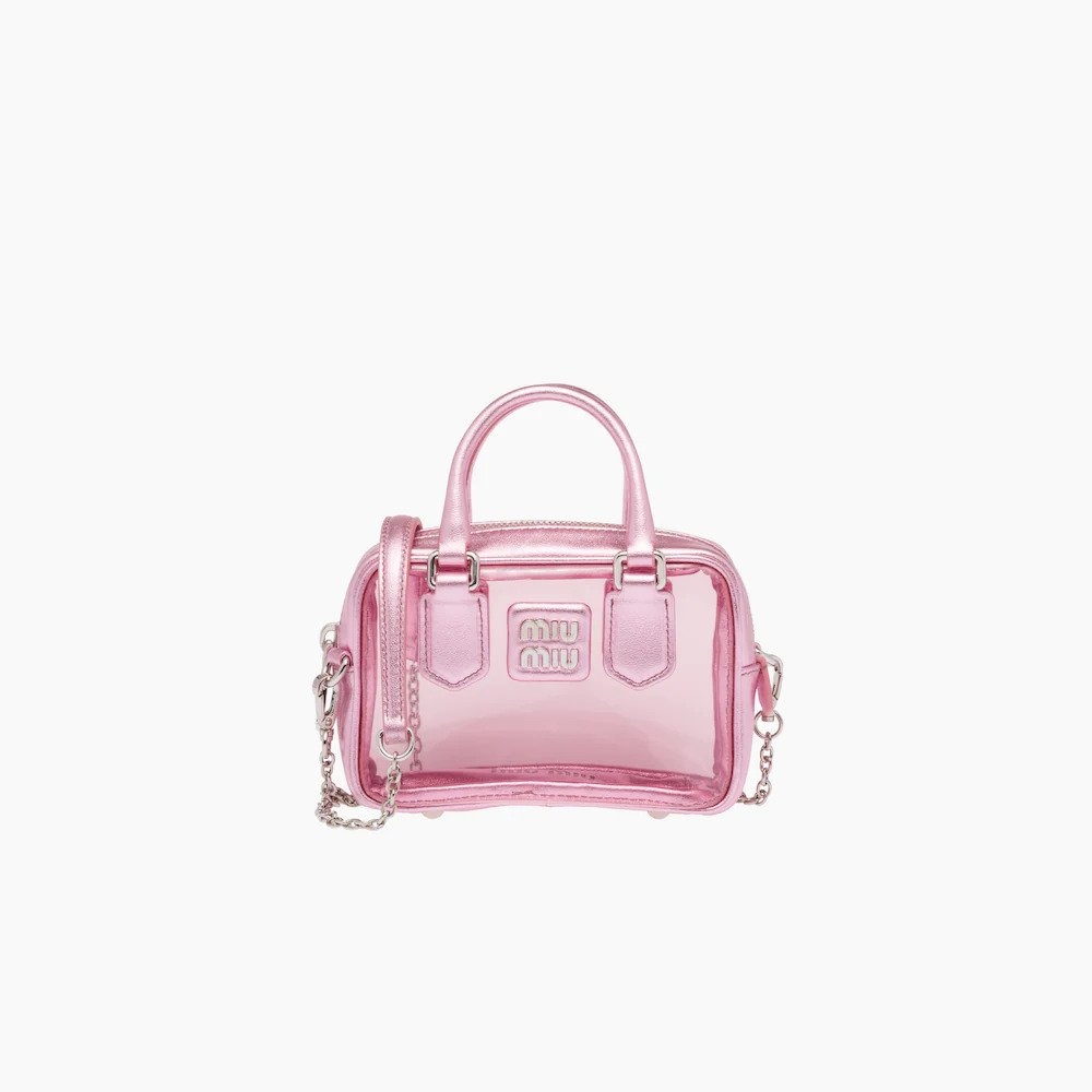 Plexiglas and Nappa Leather Mini Top-Handle Bag-Pink Mordore'