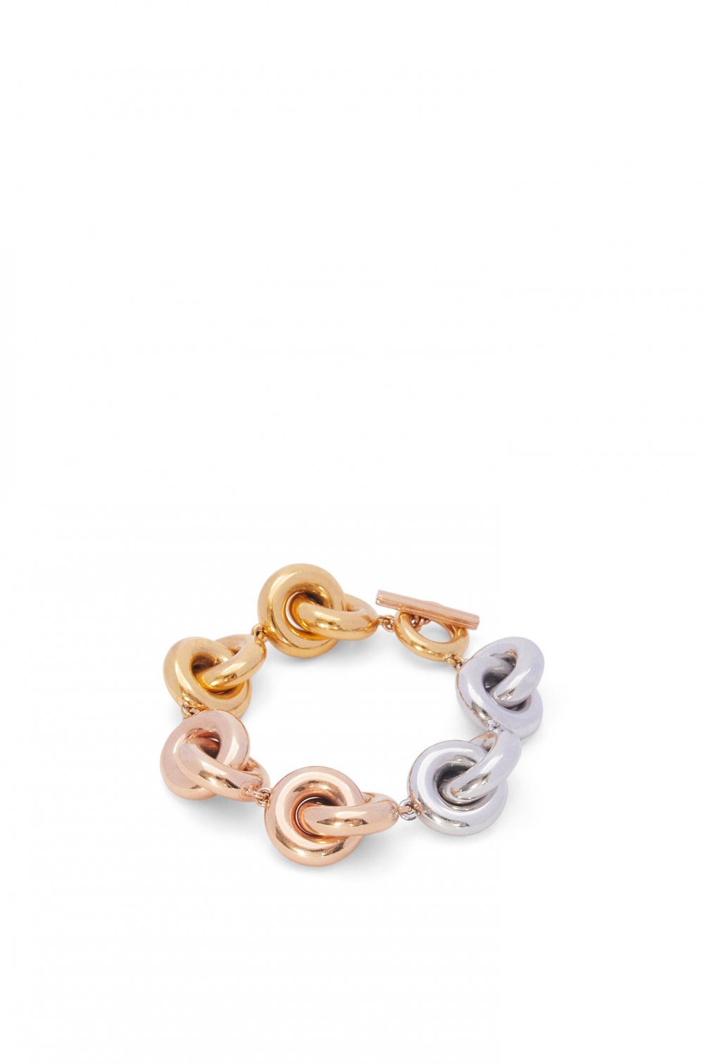 Donut Link Bracelet由玫瑰金、金色、銀色結合。