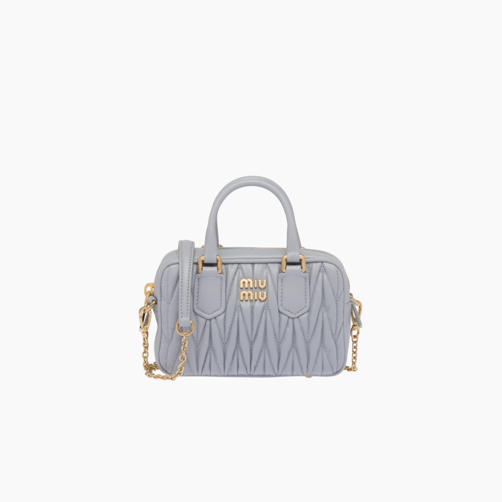 Matelassé Nappa Leather Top-Handle Mini-Bag-Cornflower Blue