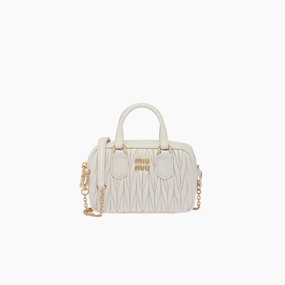 Matelassé Nappa Leather Top-Handle Mini-Bag-White