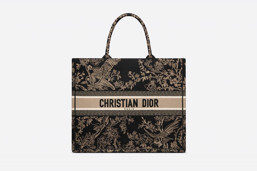 Large Dior Book Tote-黑色。