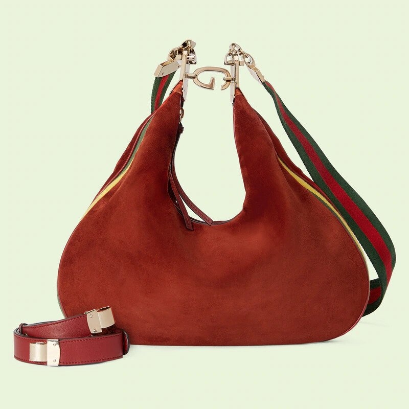 Gucci Attache Large Shoulder Bag-Amber Suede