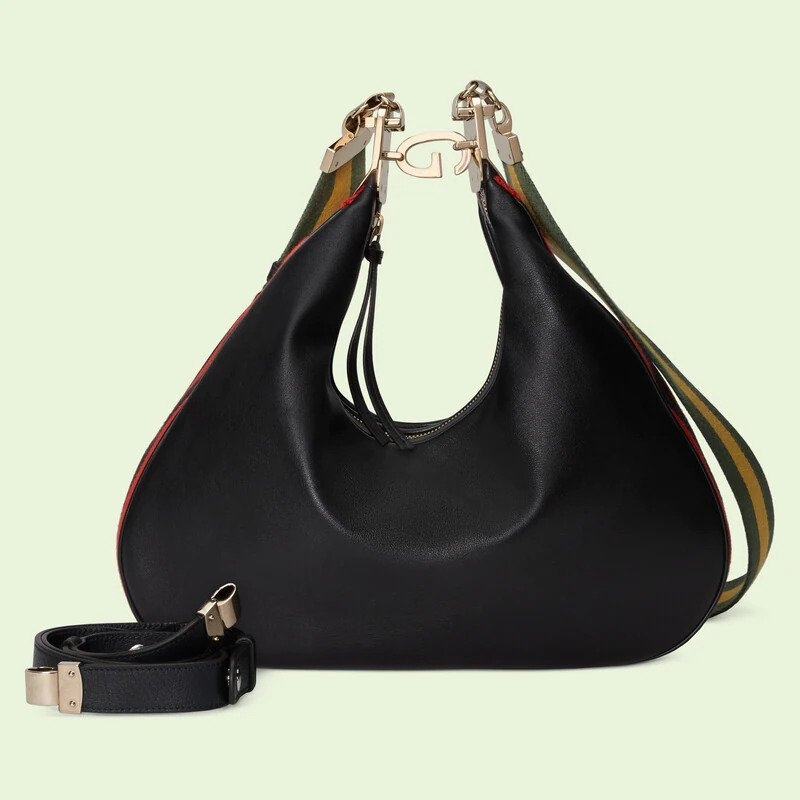 Gucci Attache Large Shoulder Bag-Black Leather