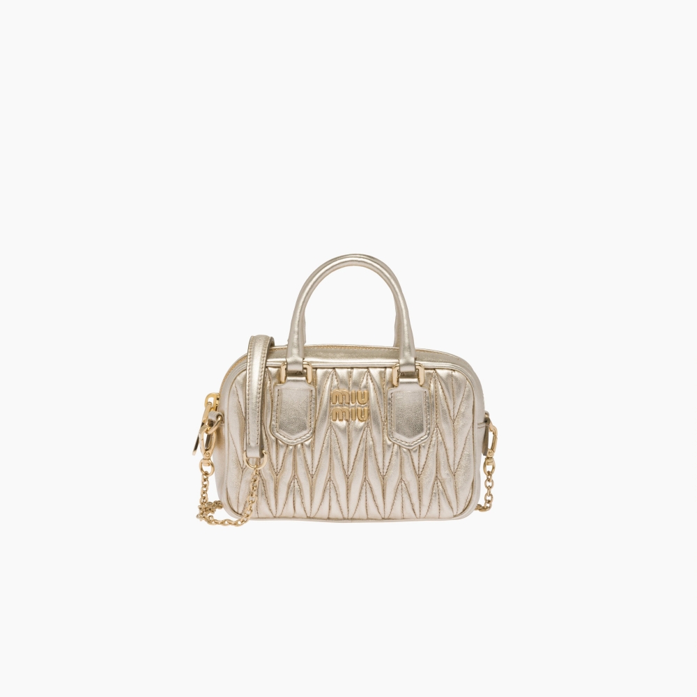 Matelassé Nappa Leather Top-Handle Mini-Bag-Pyrite