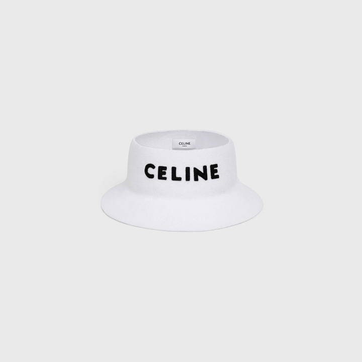CELINE Cloche Hat In Felt Off White