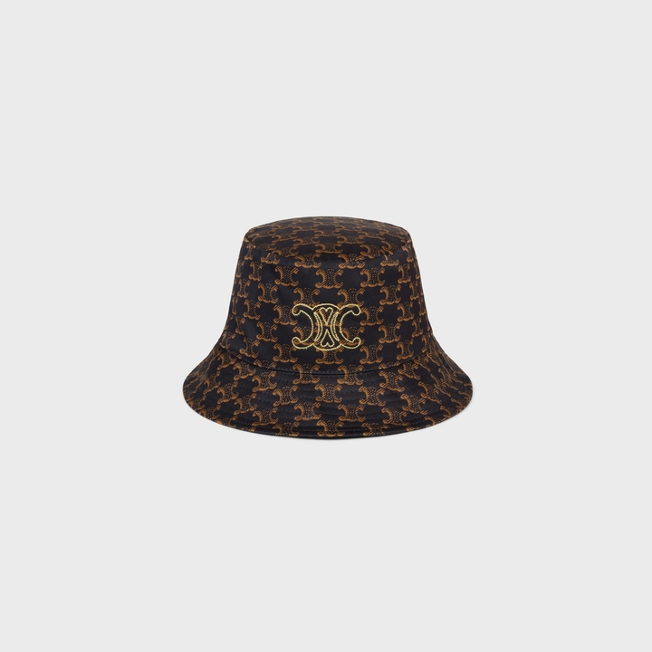 CELINE Troimphe Bucket Hat In Cotton Marron/Caramel