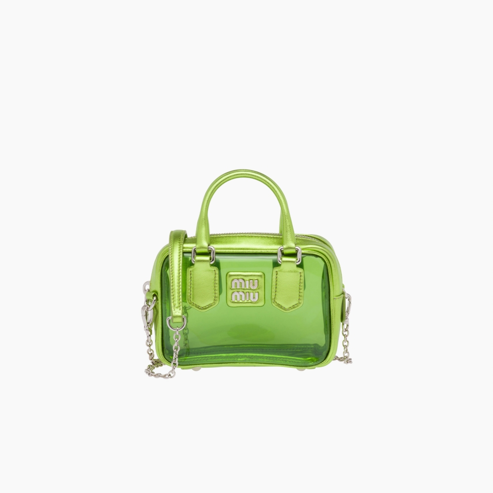 Plexiglas and Nappa Leather Mini Top-Handle Bag-Mordure Fern