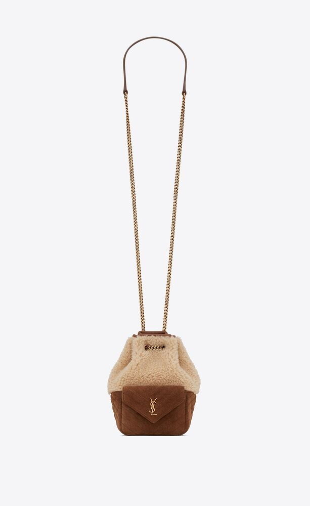 Joe Mini Bucket Bag-Natural Beige and Dark Cigar
