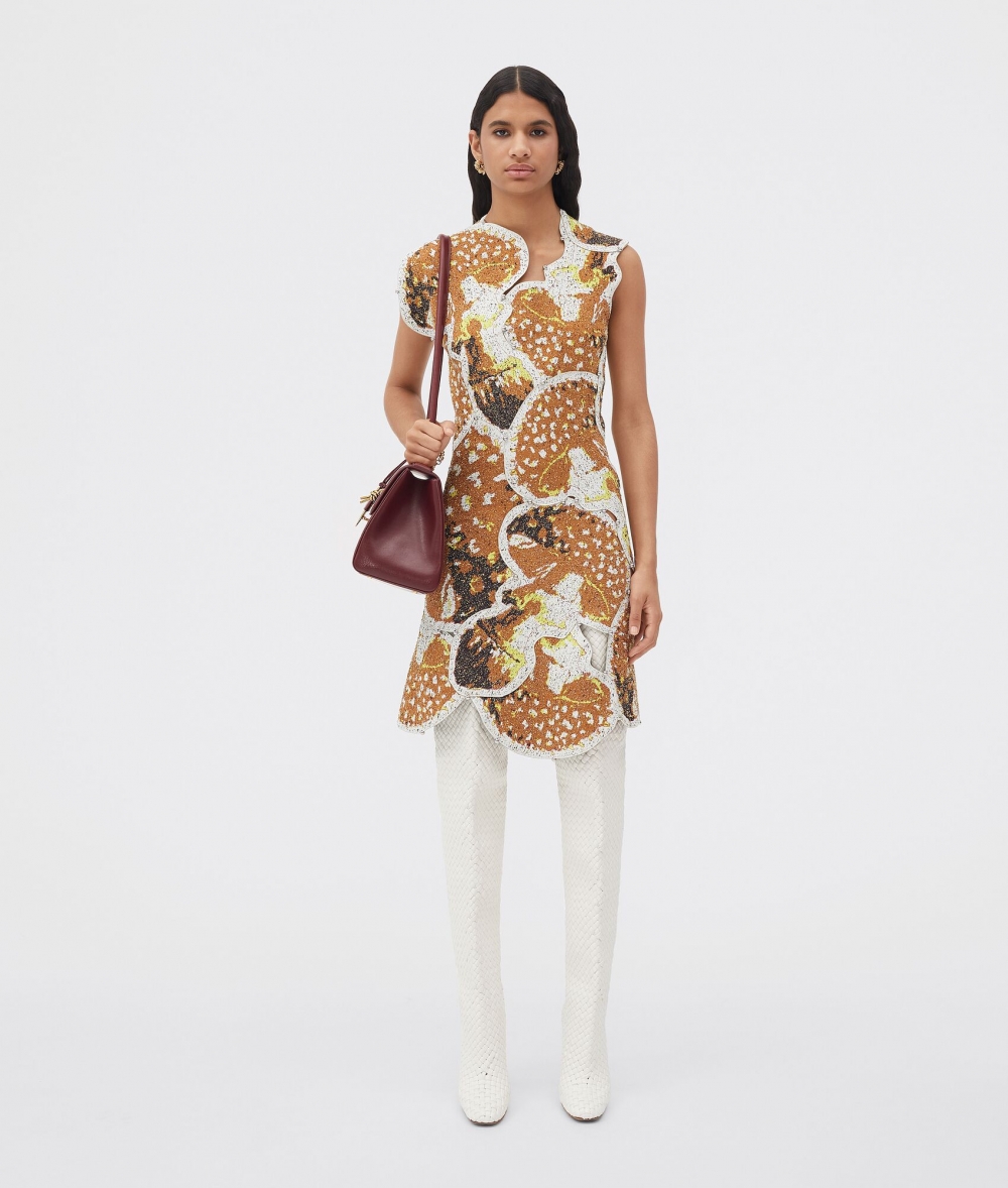 模特兒示範Bottega Veneta Medium Desiree Long Shoulder Bag-Barolo。