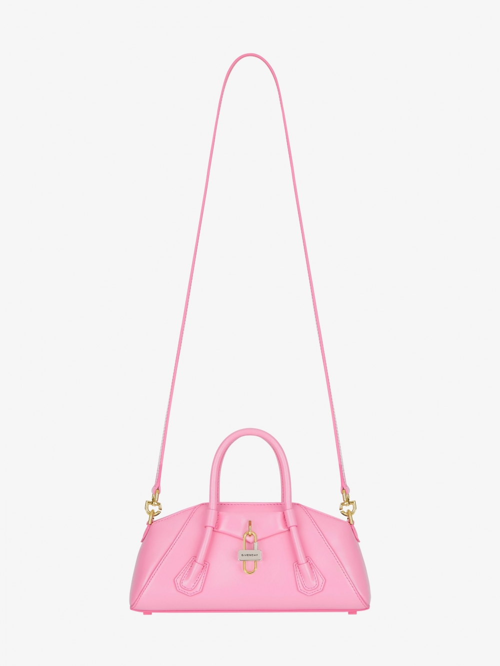 Mini Antigona Stretch bag in box leather-粉色