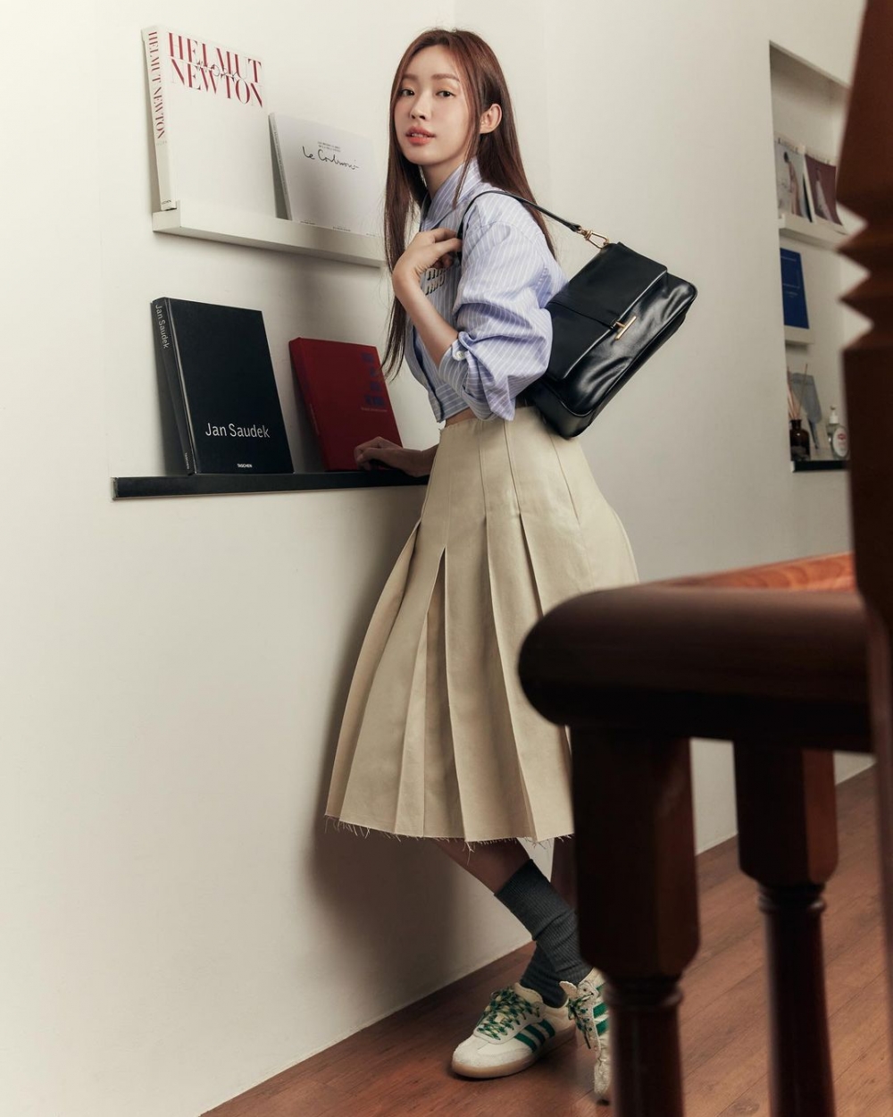 學院風的百褶裙也是流行的單品。