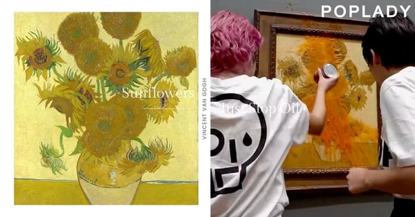Vincent Van Gogh名畫《向日葵》被潑罐頭番茄湯：英國環保分子用膠水將手貼在牆，說出她們想說的話！
