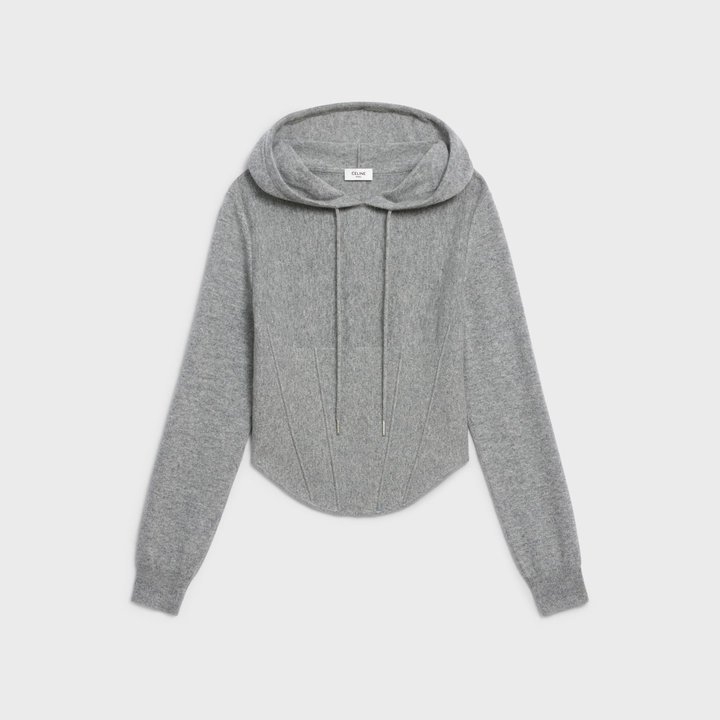 這件Hooded Corset Sweater in Cashmere Medium Grey，藏有馬甲設計。