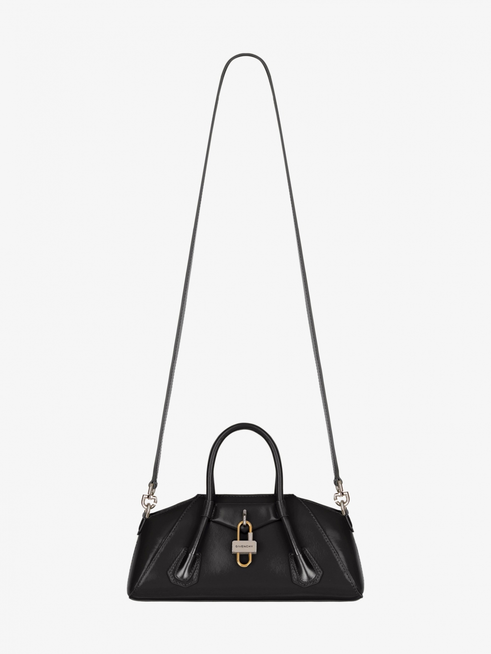 Mini Antigona Stretch bag in box leather-黑色