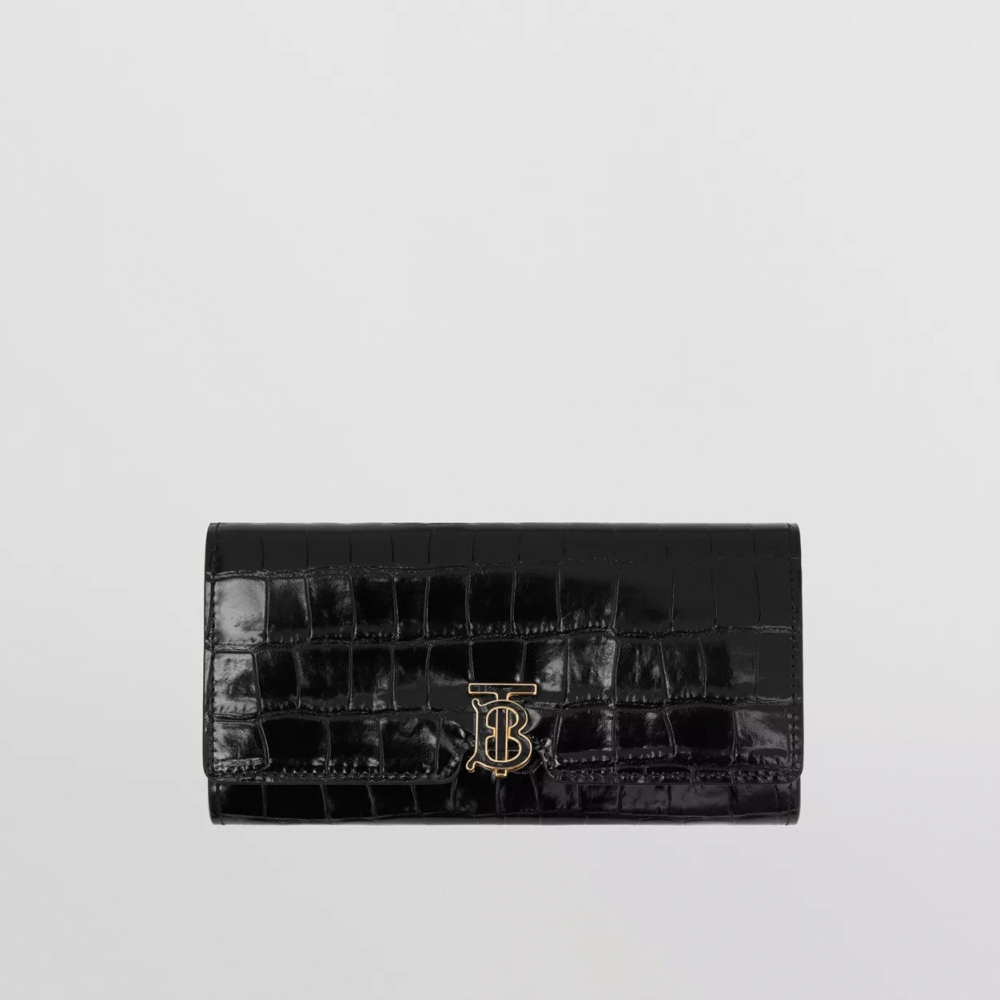 Embossed Leather TB Continental Wallet