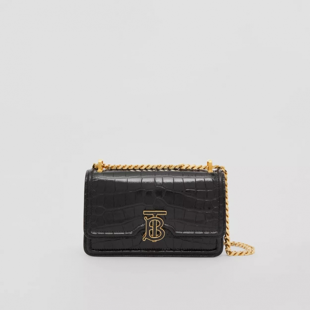 Embossed Leather Mini Chain TB Bag