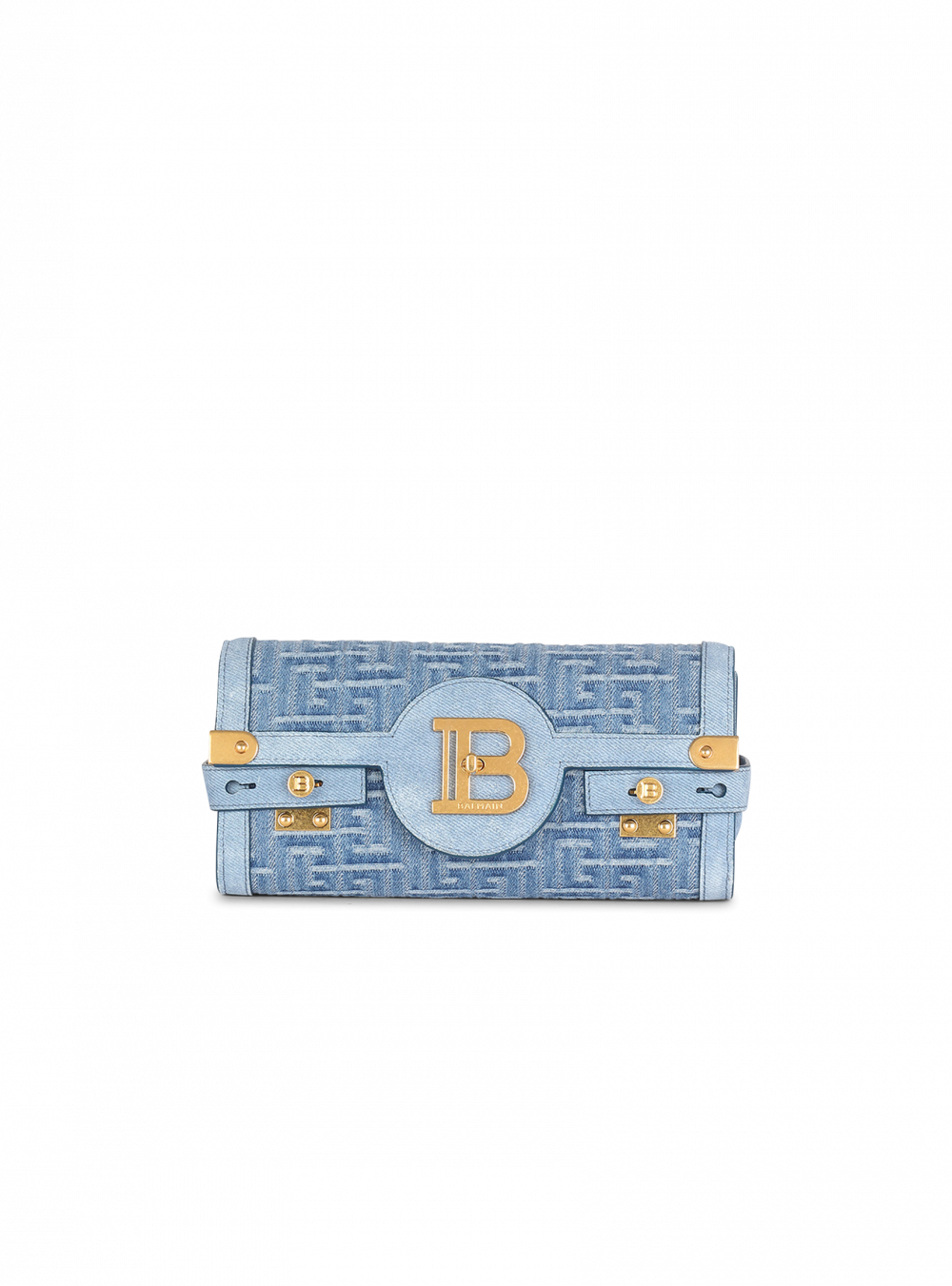 Balmain Denim and Suede B-Buzz 23 Clutch Bag