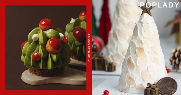 尋覓聖誕節的幸福滋味:蛋奶酒的香醇、抹茶的淡雅幽香,都融入在這些精緻的蛋糕與小塔中
