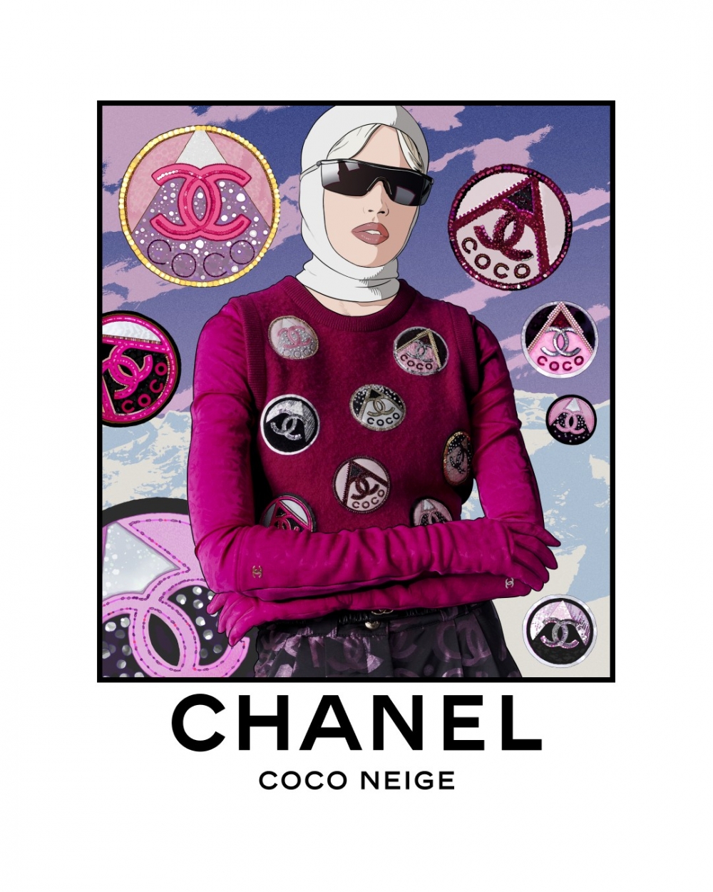 背景飾有雙C Logo符碼和CHANEL字母