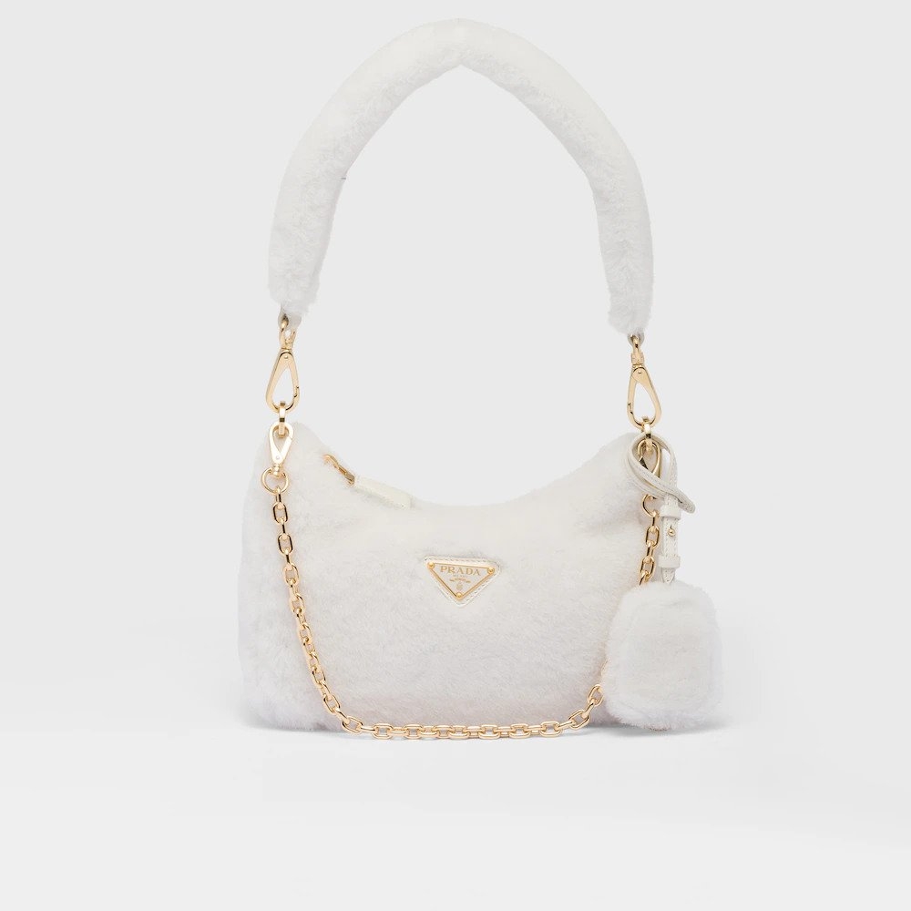 Prada Shearling Mini-Bag-White