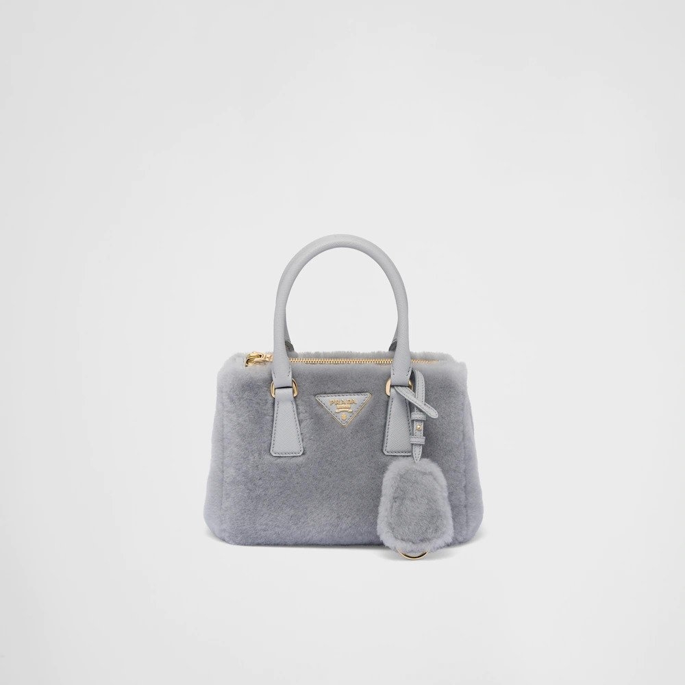Prada Galleria Shearling Mini-Bag-Cornflower Blue