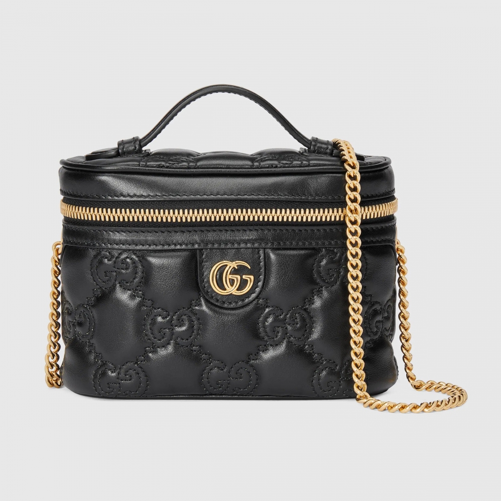 Gucci GG Matelassé Top Handle Mini Bag-黑色