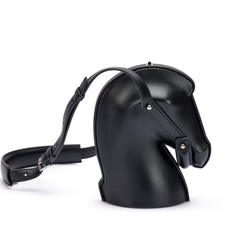 愛馬仕限量版黑色Milo 小羊皮 Galop包