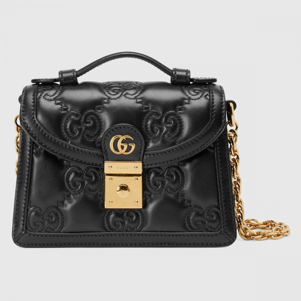 Gucci GG Matelassé Small Top Handle Bag-黑色