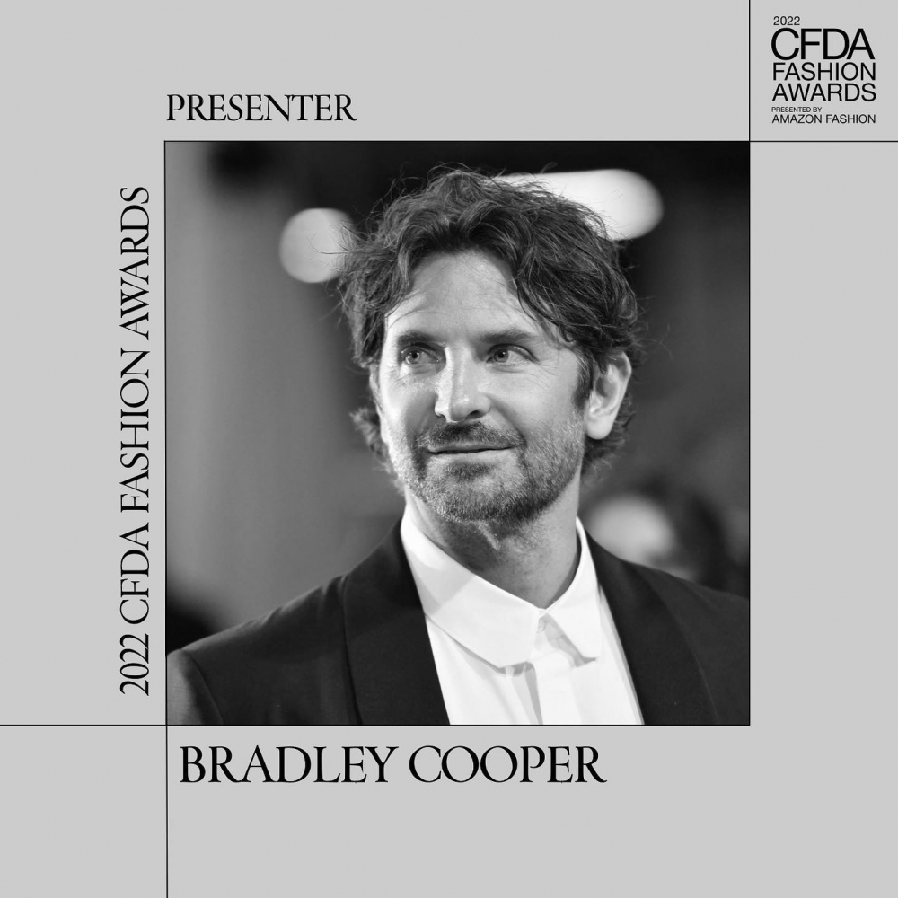 Bradley Cooper也將作為本次的獎項頒獎人出席今年的2022 CFDA盛會
