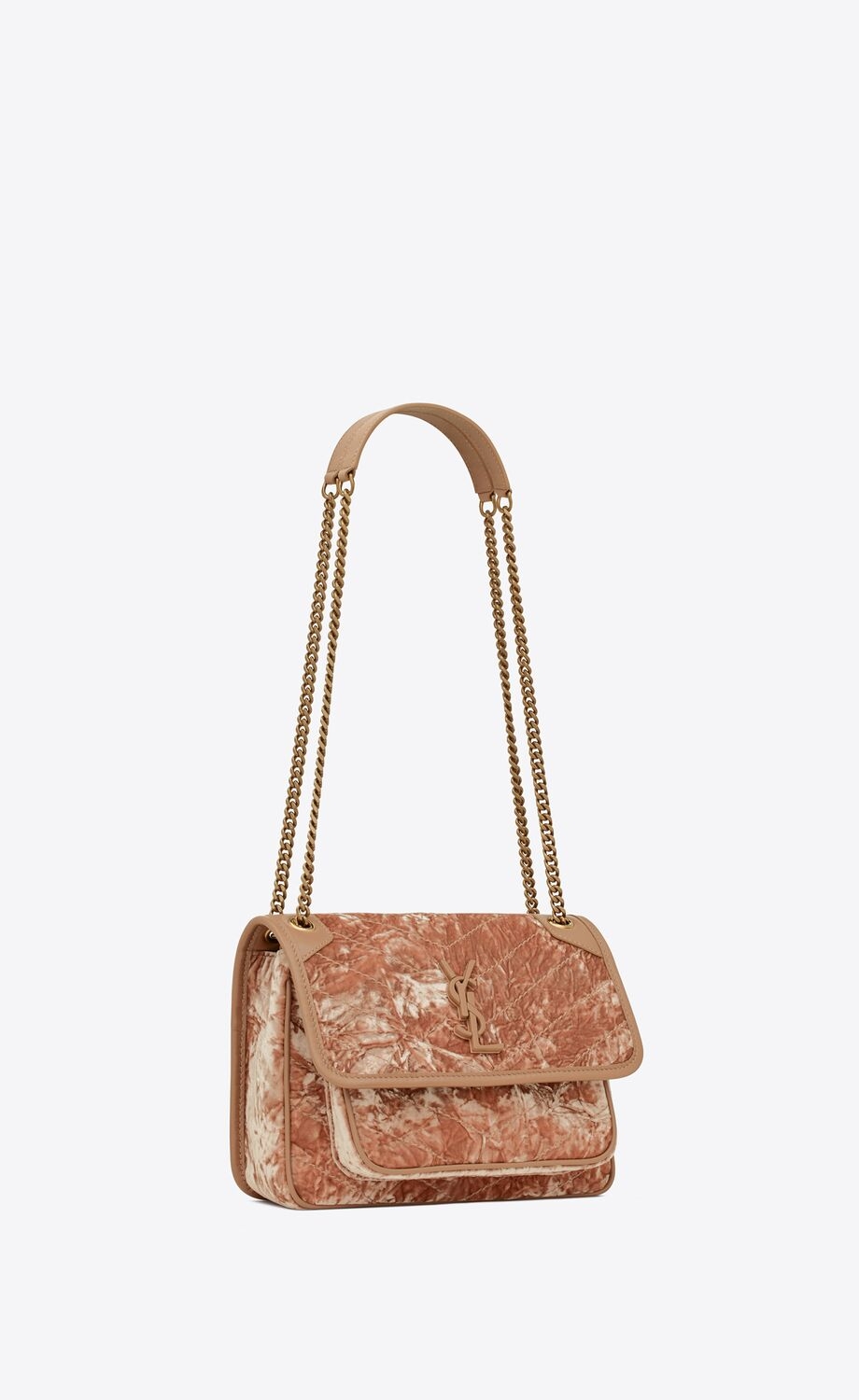 Niki Baby天鵝絨及皮革鏈條手袋