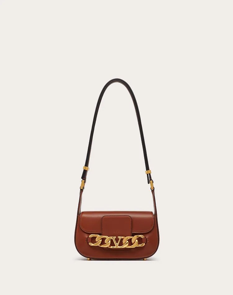 棕色的VLogo Chain Small Shoulder Bag。