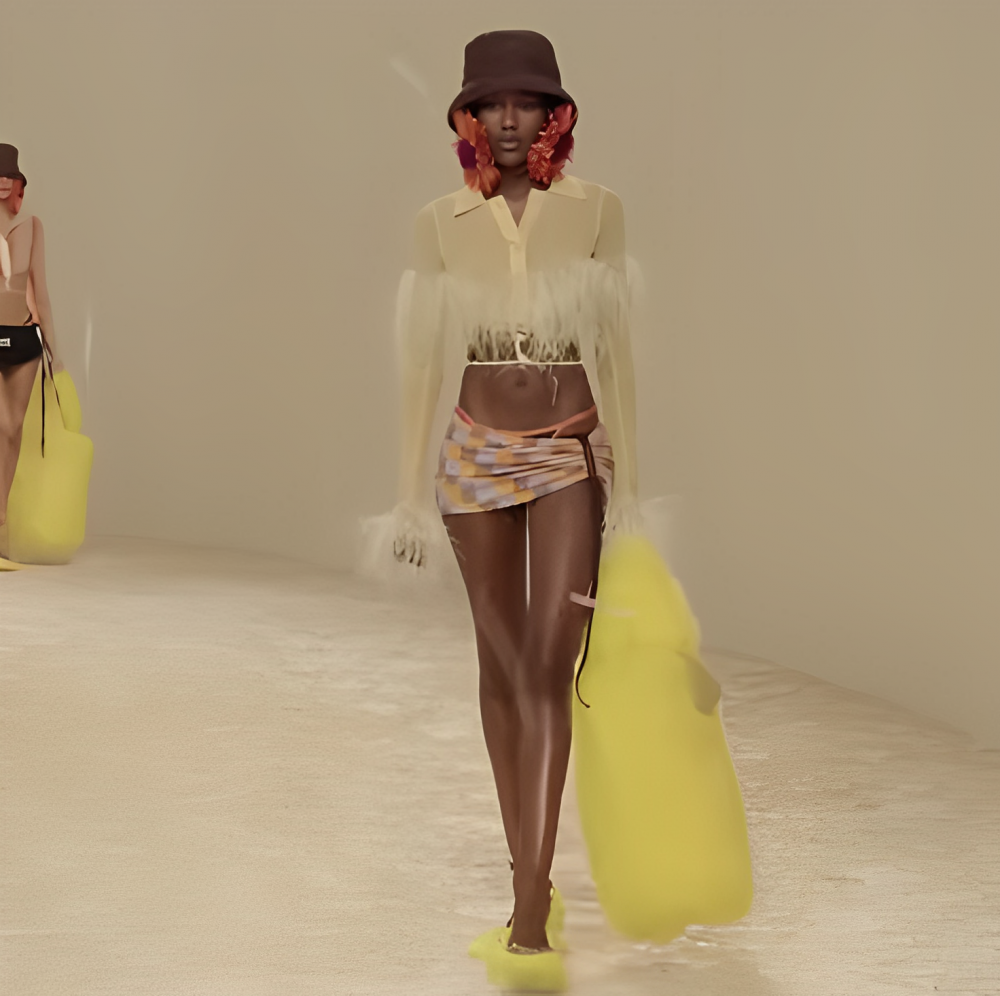 同場登場的超大尺寸的手袋。