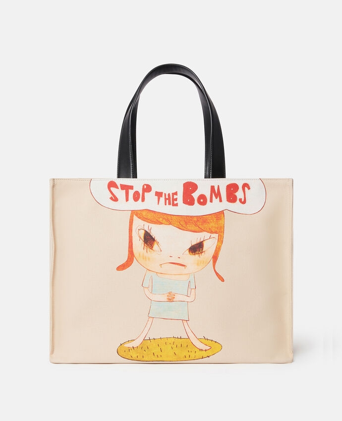 這款為Stop the Bombs Print Cotton Canvas Tote Bag。
