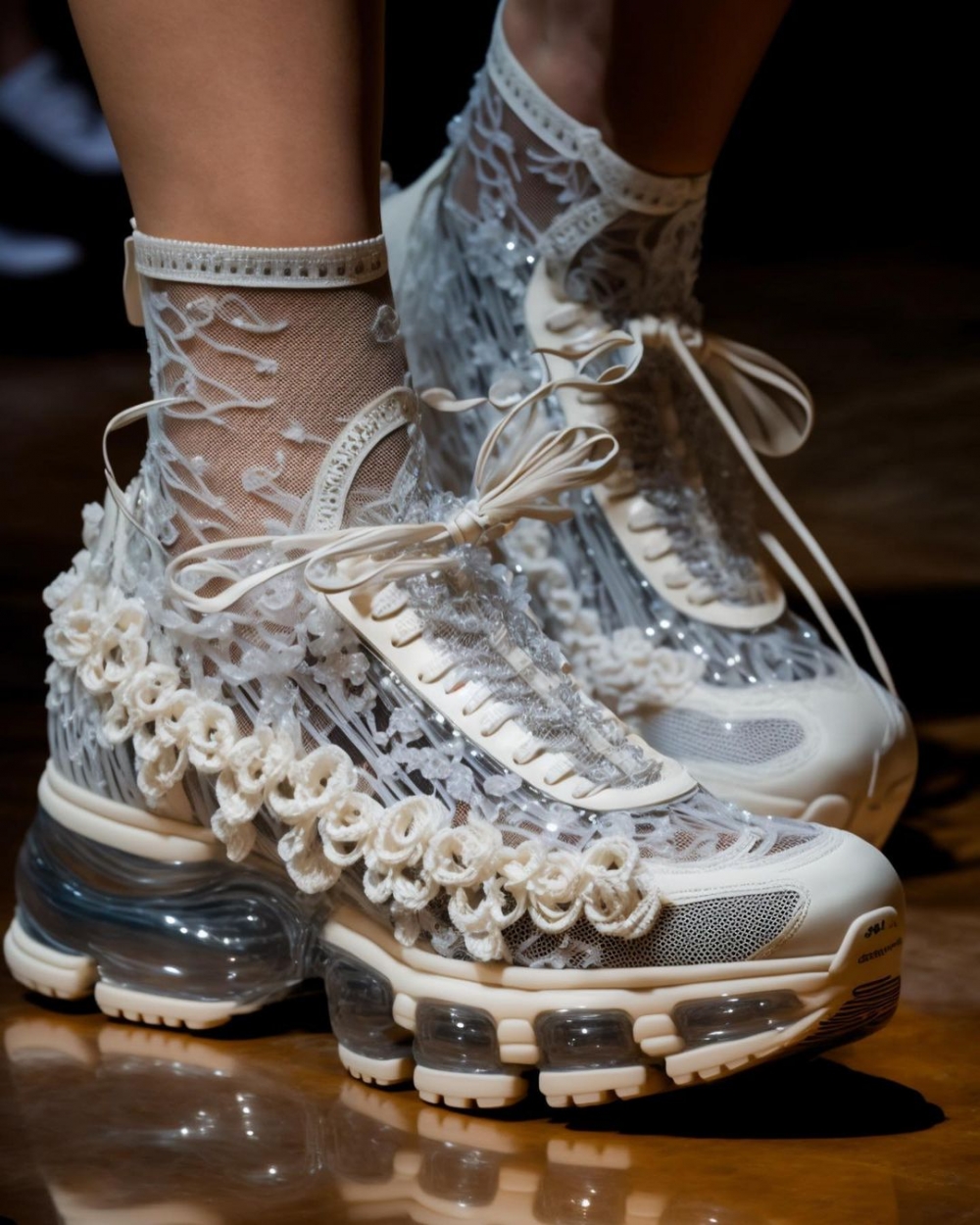 藍白相間的Nike球鞋。