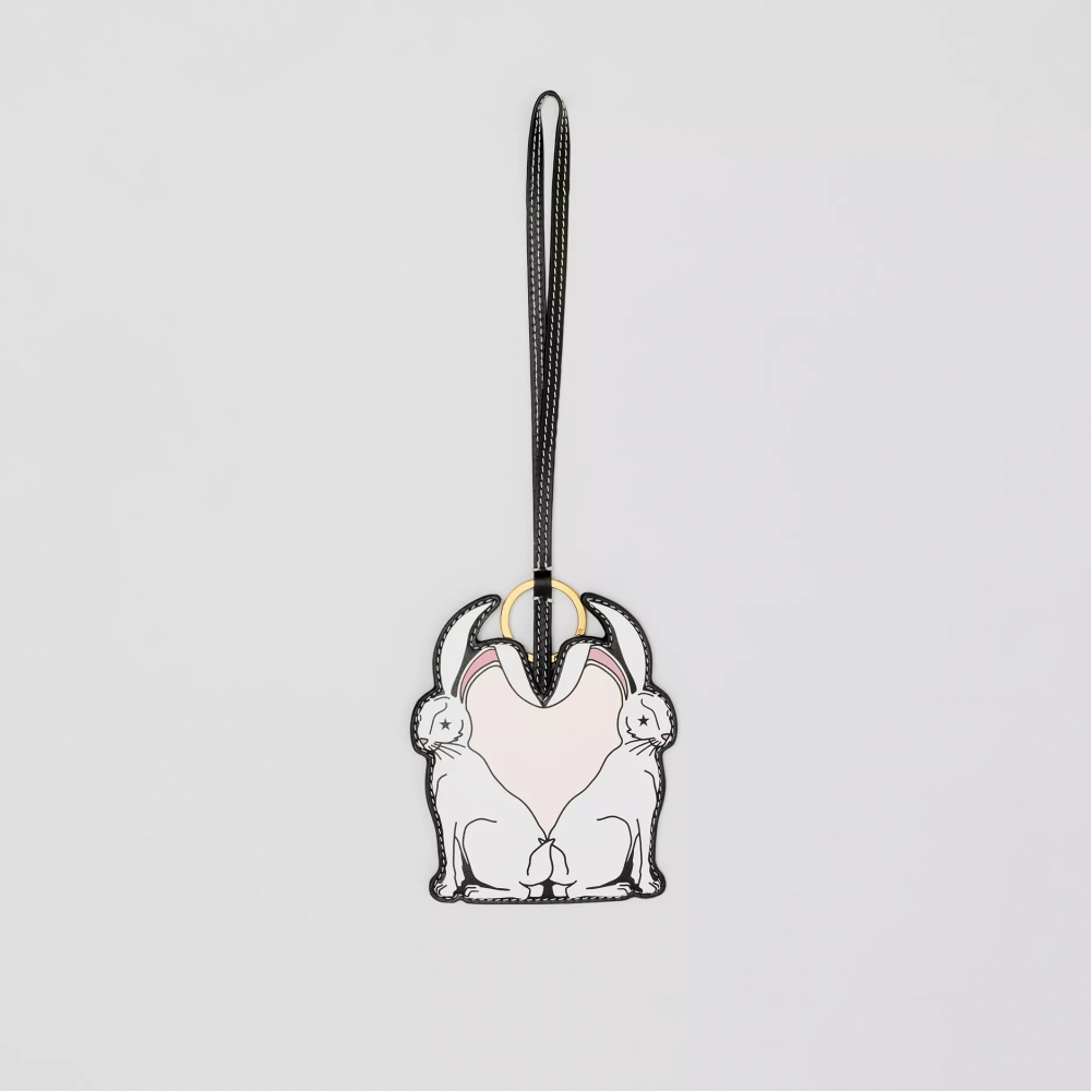 可以當卡夾的Rabbit Print Intarsia Leather Bag Charm。
