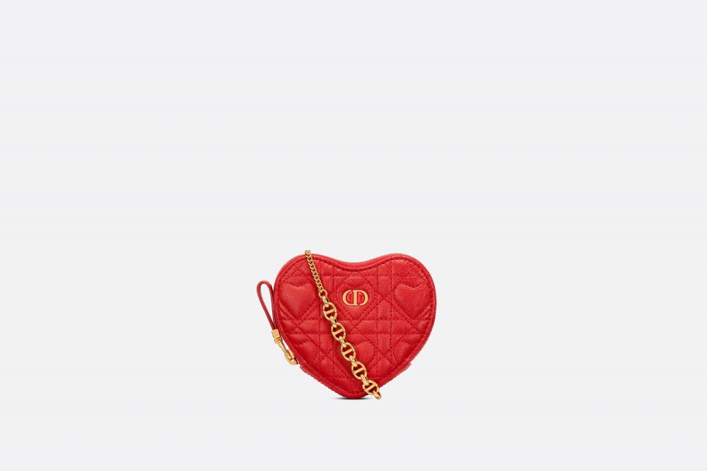 Dior Caro Heart Pouch-Red