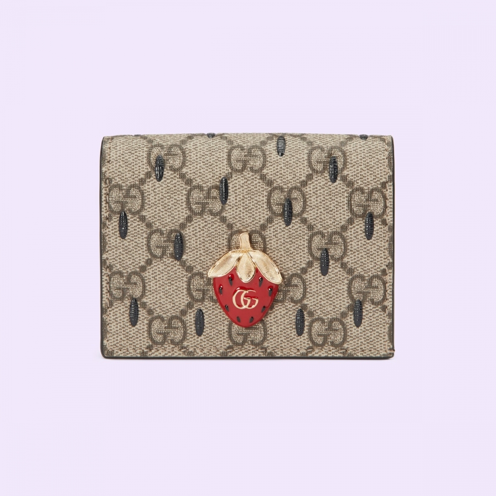 Gucci雙G草莓名片夾錢包