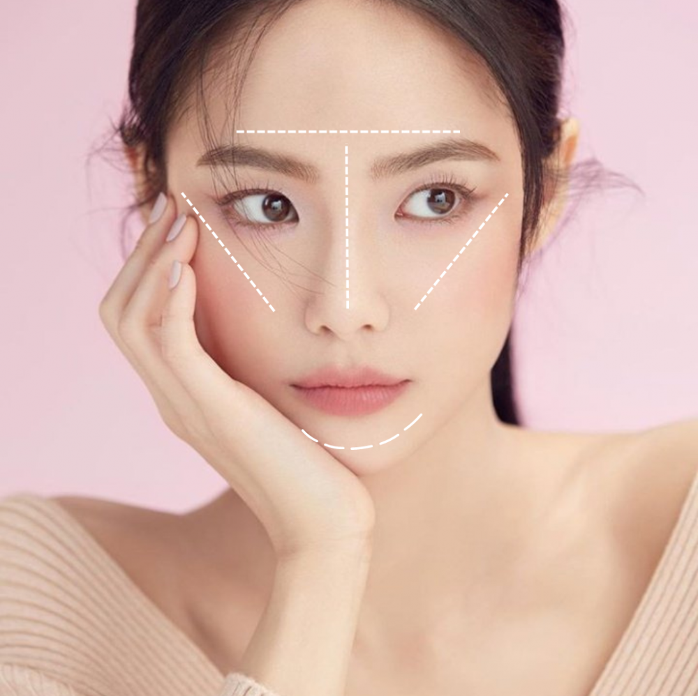 T字高光能令臉頰看起來飽滿。