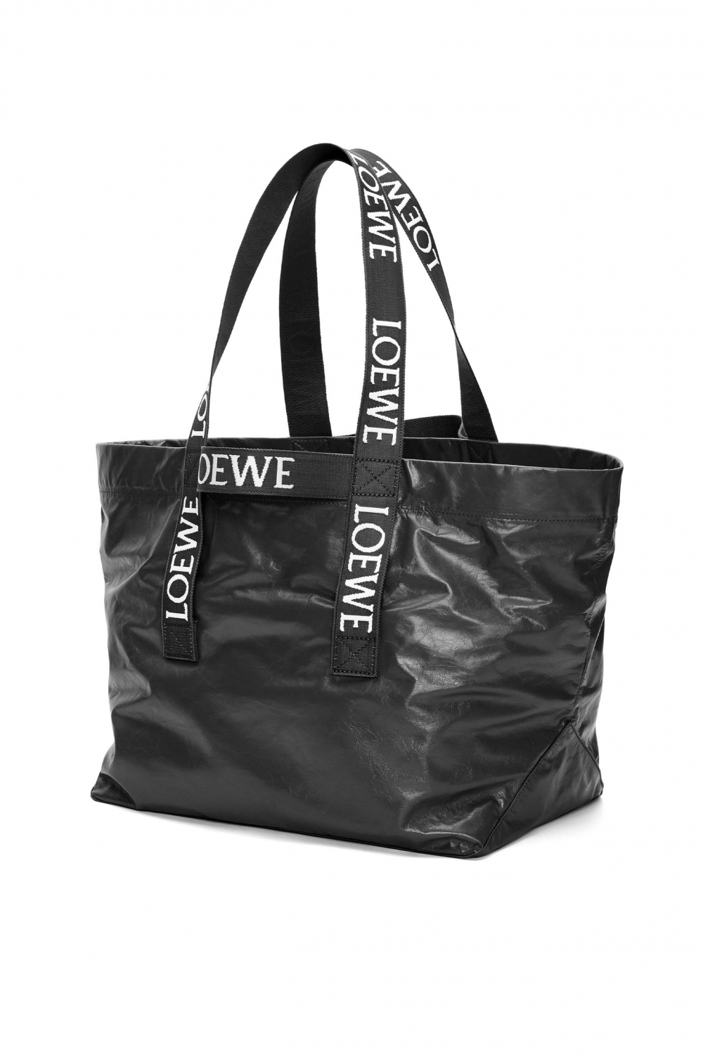 Fold Shopper in Paper Calfskin-Black