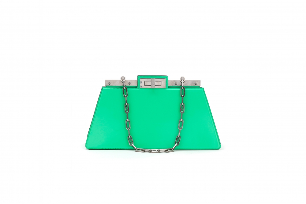 中型款式Peekaboo Cut綠色皮革包款