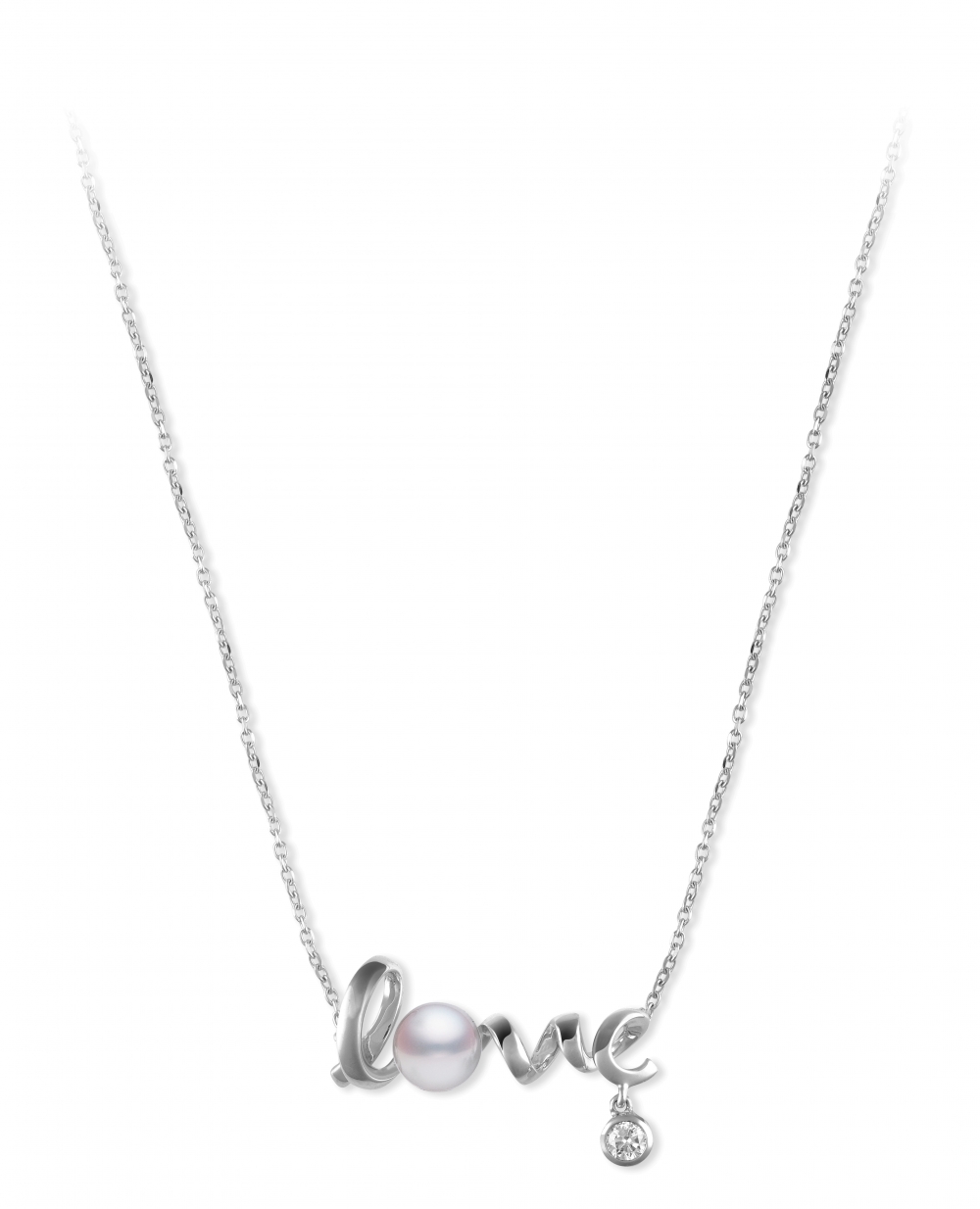 MIKIMOTO Love Collection 18K白金墜鏈配以日本Akoya珍珠及鑽石